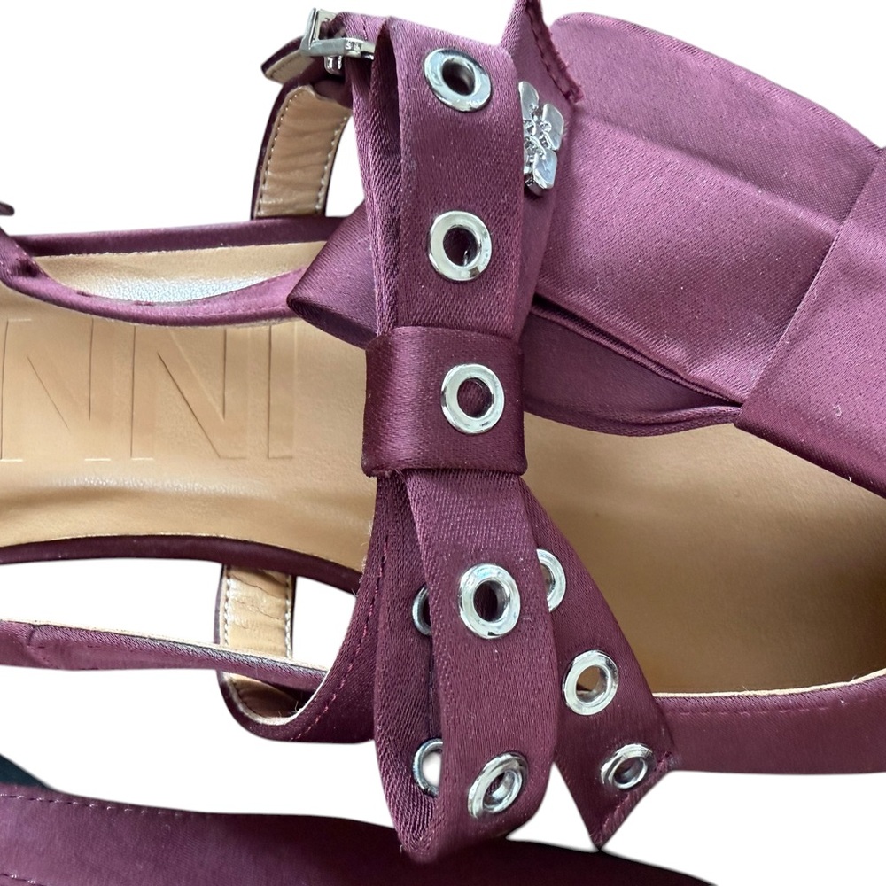 Ganni Big Bow Pointed Slingback Flat Burgundy Shoes – EU38/US8 - Picture 11 of 14